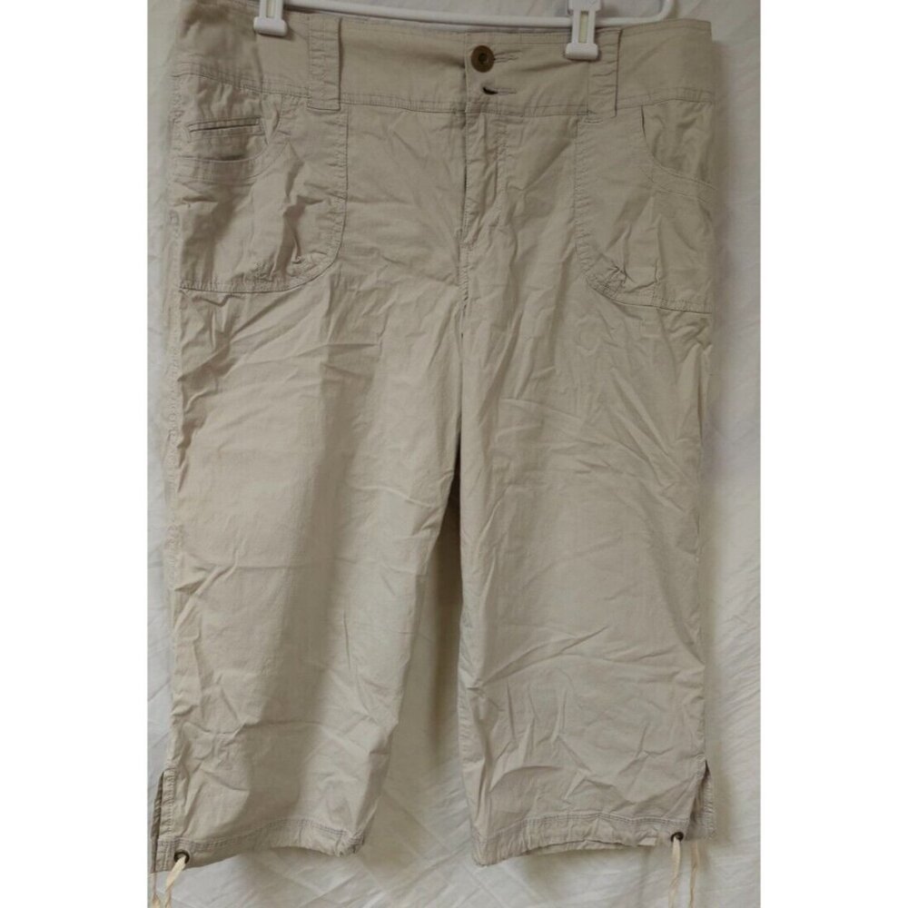 intro Casual Elegance Womens 14 beige Stretch 5 Pockets Capri Pants 36X21